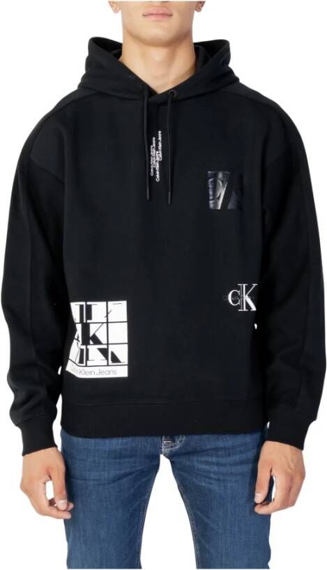 Calvin Klein Geborstelde Katoenen Sweater met Capuchon Black Heren