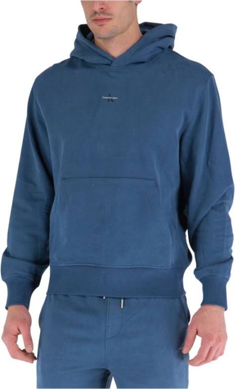 Calvin Klein Blauwe Katoenen Sweater met Capuchon en Print Blue Heren