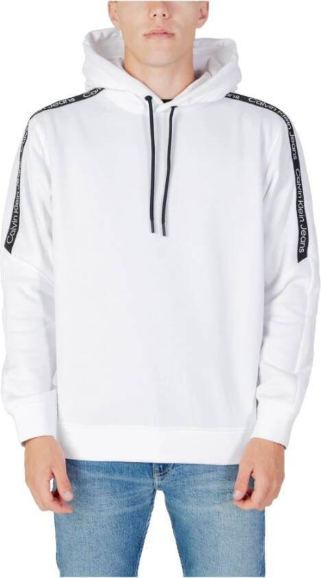 Calvin Klein Witte hoodie met logo tape White Heren