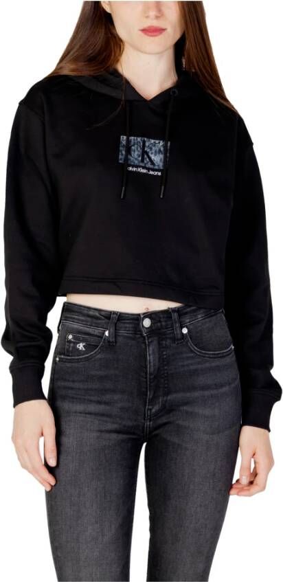 Calvin Klein Jeans Zwarte hoodie met lange mouwen Black Dames