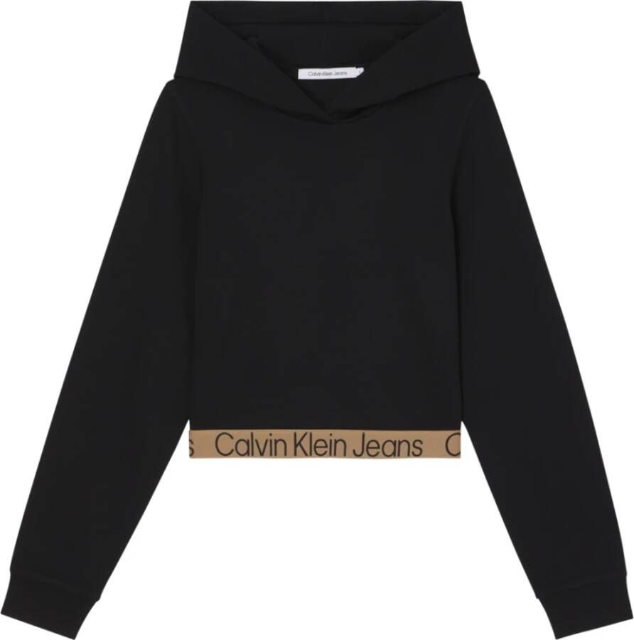 Calvin Klein Jeans Zwarte Hoodie met Lycra Polyester Blend Black Dames