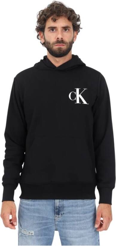 Calvin Klein Zwarte katoenen hoodie met logo Black Heren