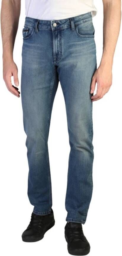 Calvin Klein Slim Fit Jeans in effen kleur met knoop- en ritssluiting Blue Heren
