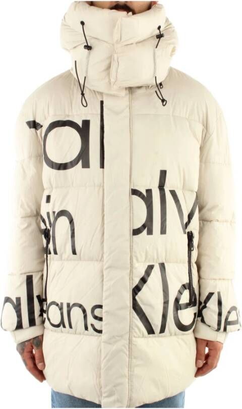 Calvin Klein Beige Polyester Jas met Afneembare Capuchon Beige - Foto 7