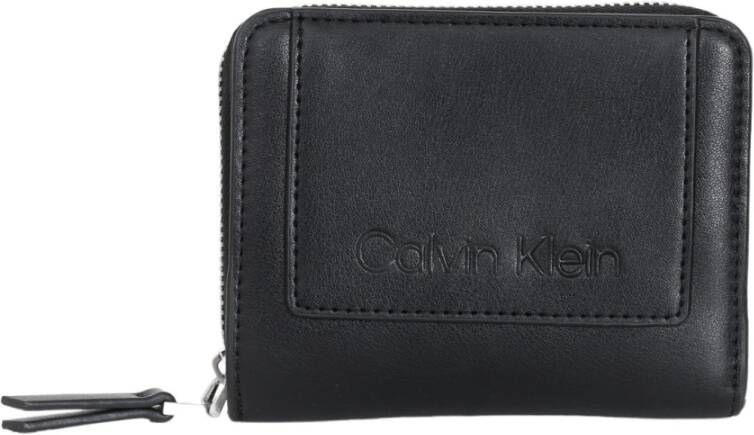 Calvin Klein Jeans Kleine Zwarte Portemonnee met Rfid Blokkering Black Dames