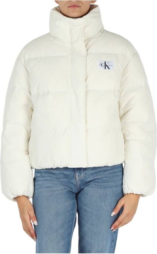Calvin Klein Jeans Korte gewatteerde jas met elastische manchetten Beige Dames
