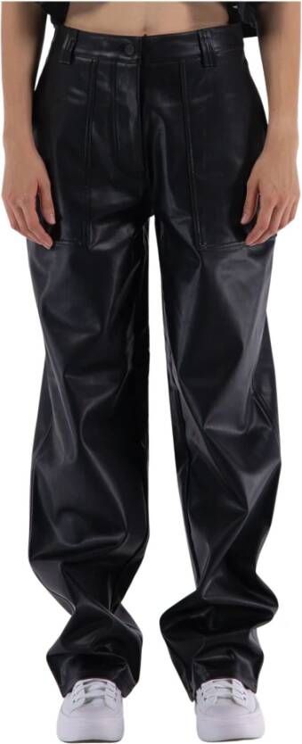 Calvin Klein Jeans Leather Trousers Zwart Dames