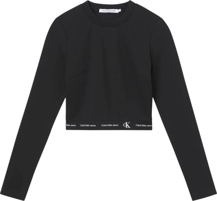 Calvin Klein Shirt met ronde hals REPEAT LOGO MILANO LS TOP met jeans elastische logotape bij de zoom