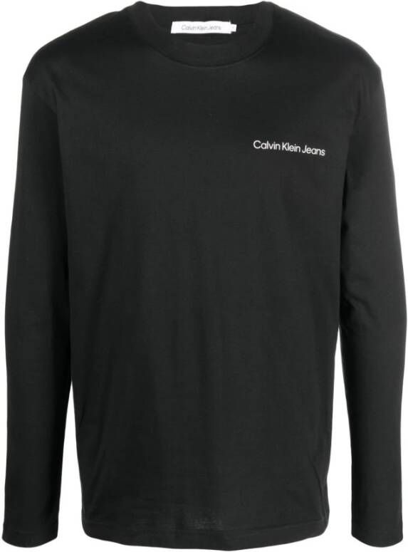 Calvin Klein Reflecterend Print Langemouw Katoenen T-Shirt Black Heren