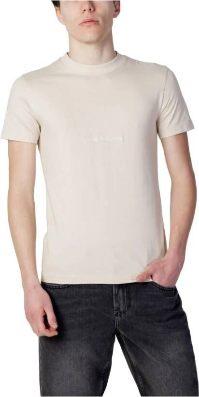 Calvin Klein Jeans Men's T-shirt Beige Heren