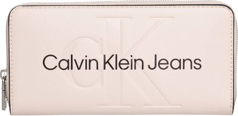 Calvin Klein Jeans Roze Bedrukte Portemonnee met Ritssluiting Pink Dames