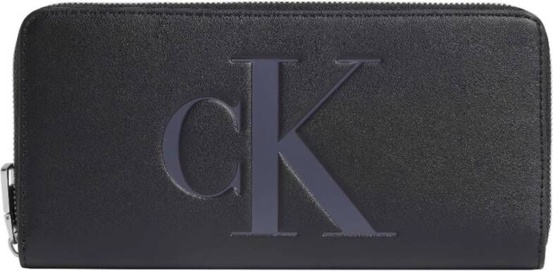 Calvin Klein Jeans Portemonnee met labeldetail model 'SCULPTED ZIP AROUND MONO'