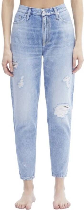 Calvin Klein Jeans Lichtblauwe Ripped Jeans met Rits en Knoopsluiting Blue Dames