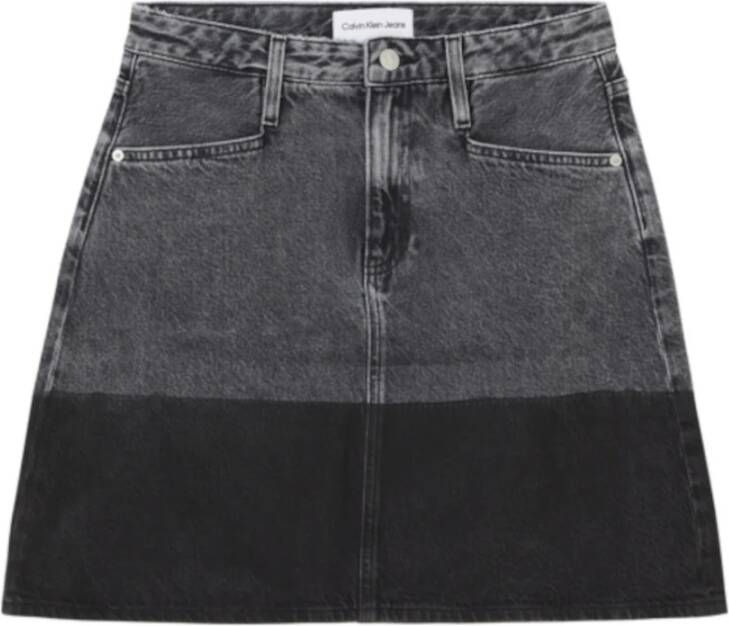 Calvin Klein Jeans Zwarte Denim A-Lijn Rok met Distressed Design Gray Dames - Foto 5