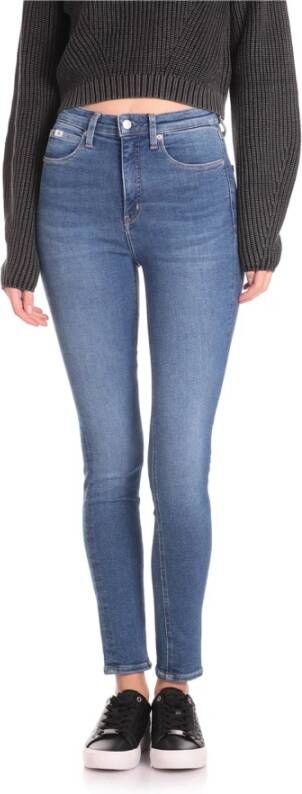 Calvin Klein Skinny fit jeans High rise skinny met lederen label aan de achterkant van de tailleband - Foto 2