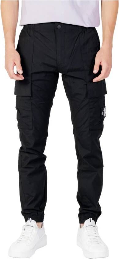 Calvin Klein Zwarte broek met zakken en monogramlogo Black Heren