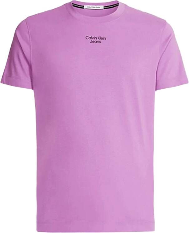 Calvin Klein Jeans Paarse effen ronde hals T-shirt Purple Heren