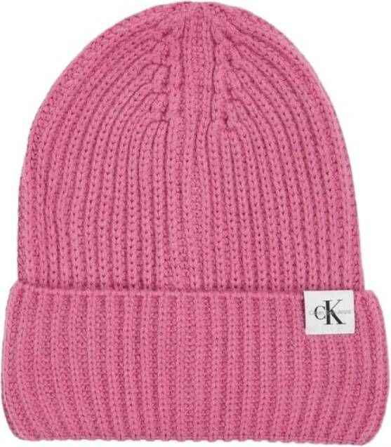 Calvin Klein Trendy Gebreide Hoeden voor Kinderen Pink Unisex