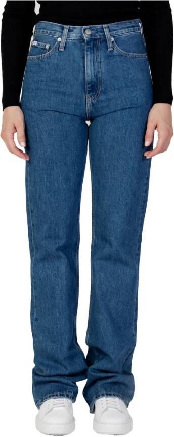 Calvin Klein Jeans Blauwe Katoenen Jeans met Rits en Knoopsluiting Blue Dames
