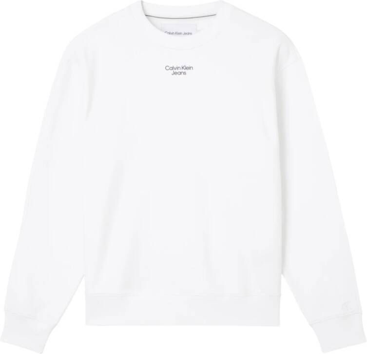 Calvin Klein Witte Crewneck Sweatshirt met Lange Mouwen en Print Logo White Heren - Foto 4