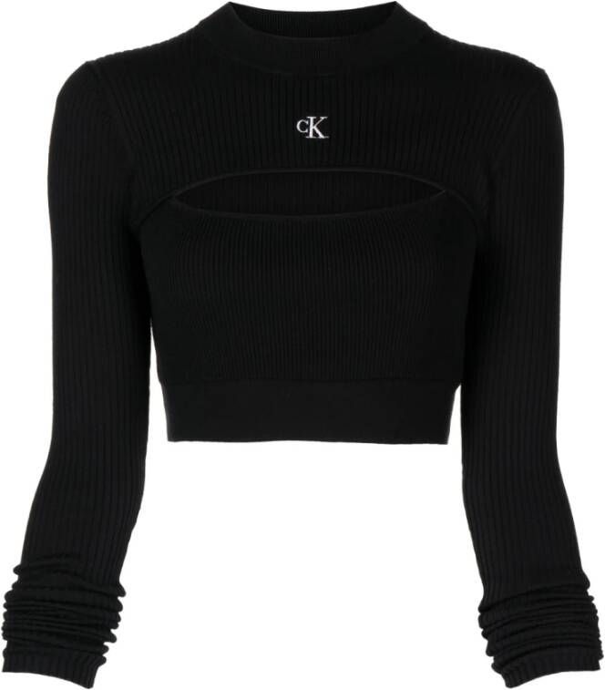 Calvin Klein Jeans Gestreepte Rib Makkelijke Lente Zomer Dames Top Black Dames