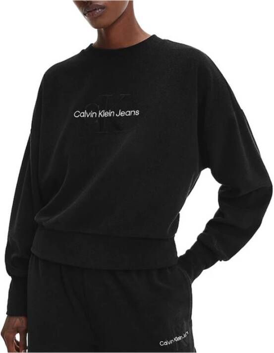 Calvin Klein Jeans Zwart Bedrukte Sweatshirt met Lange Mouwen Black