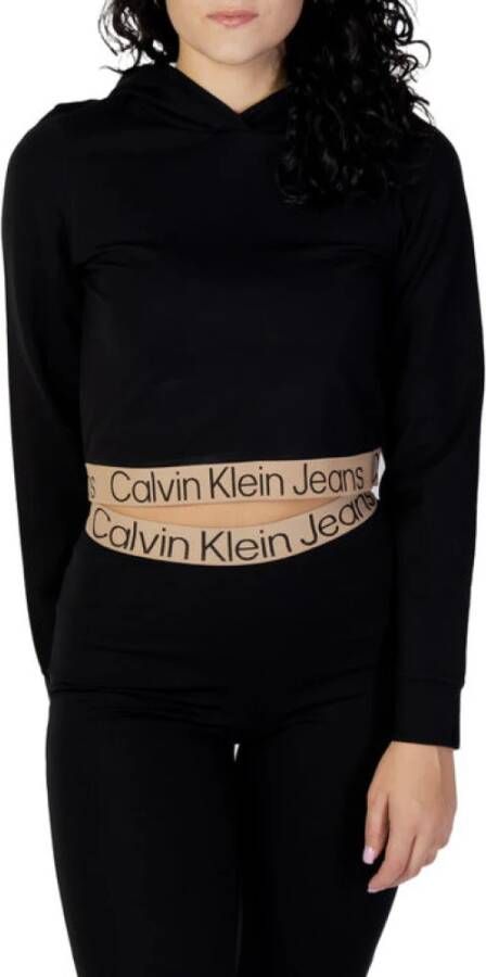 Calvin Klein Jeans Zwarte Hoodie met Lycra Polyester Blend Black Dames