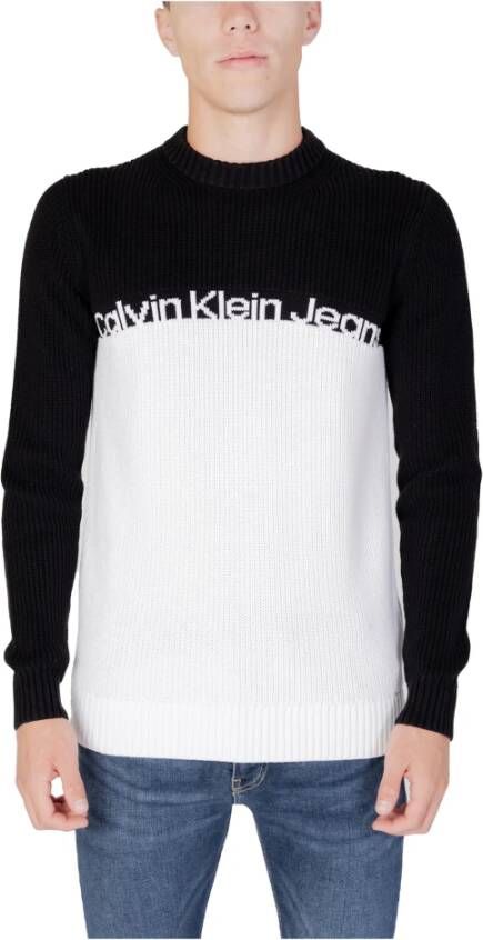 Calvin Klein Jeans Heren Colorblock Ribgebreide Trui White Heren