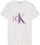 CALVIN KLEIN Meisjes Tops & T-shirts Colour Block Monogram T-shirt Gebroken Wit - Thumbnail 2
