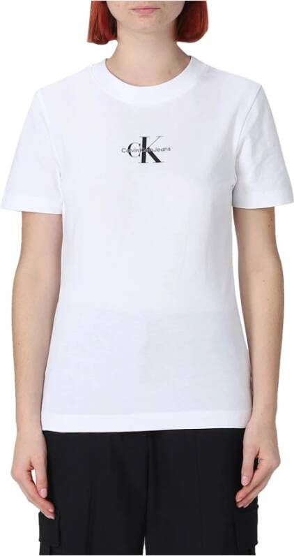 Calvin Klein Jeans Dames Wit T-shirt Korte Mouw Herfst Winter White Dames
