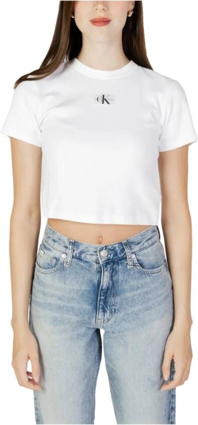 Calvin Klein Jeans Witte effen T-shirt voor vrouwen White Dames