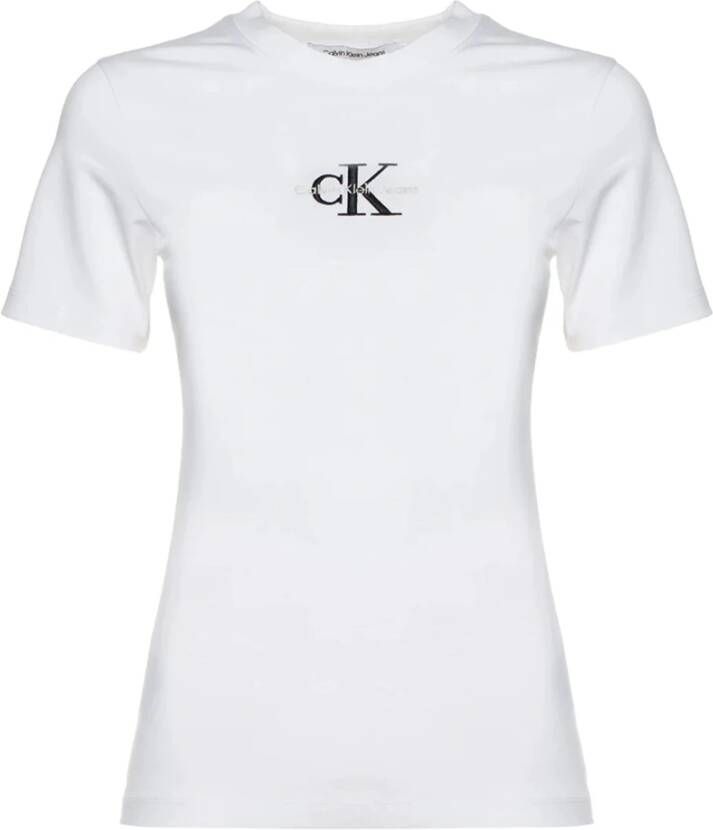 Calvin Klein Shirt met ronde hals MONOGRAM LOGO SLIM FIT TEE met jeans logoprint