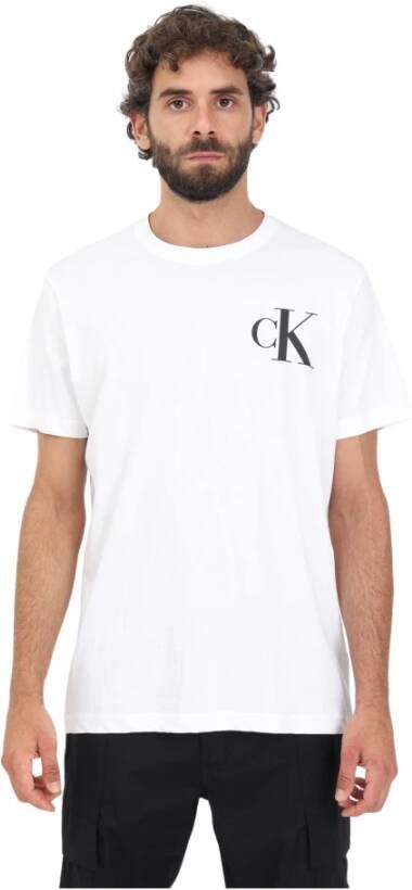 Calvin Klein Witte CK Logo T-shirts en Polos White Heren