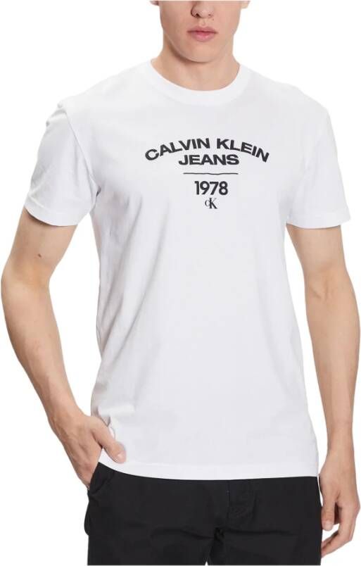 Calvin Klein Jeans Heren Print T-shirt Wit Korte Mouw White Heren