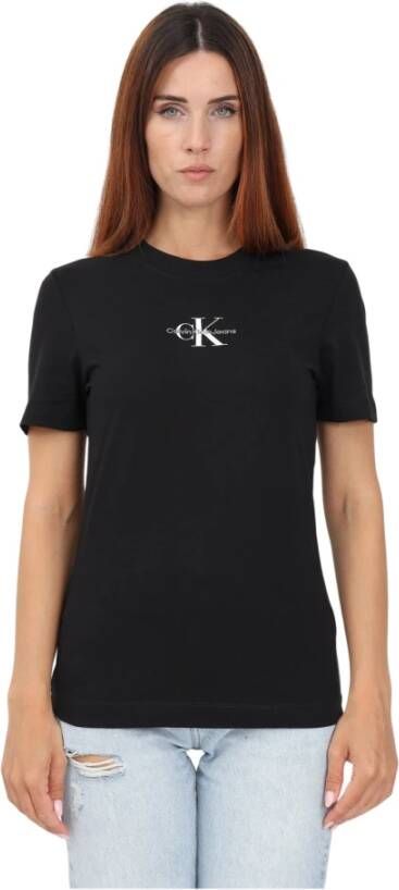 Calvin Klein Jeans Zwart T-shirt voor dames korte mouw herfst winter Black Dames