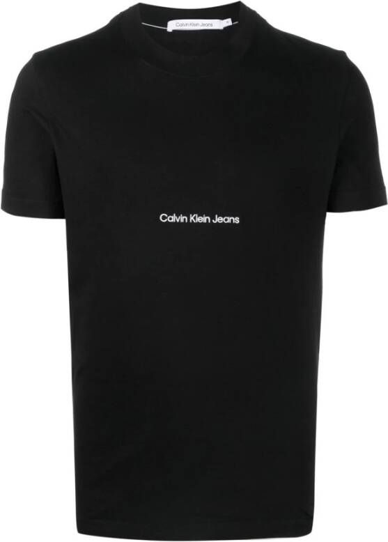 Calvin Klein Jeans Zwart effen T-shirt met korte mouwen Black Heren