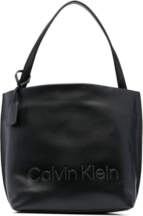 Calvin Klein Schoudertas Zwart Polyester Logo Black Dames