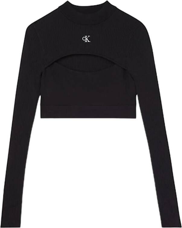 Calvin Klein Jeans Gestreepte Rib Makkelijke Lente Zomer Dames Top Black Dames