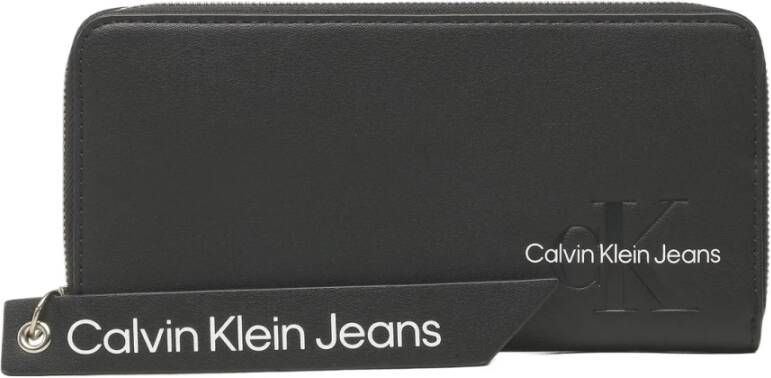 Calvin Klein Gebeeldhouwde rits rond portemonnee Black Dames