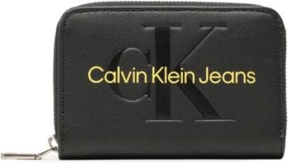 Calvin Klein Jeans Damesportemonnee met rits zwart patroon Black Dames