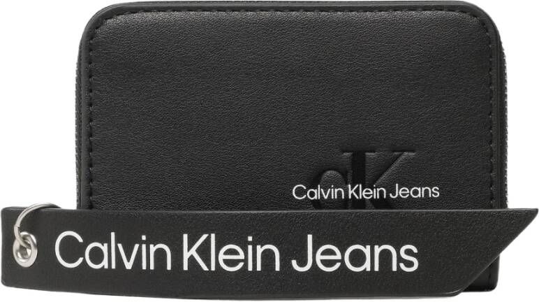 Calvin Klein Jeans Zwarte Bedrukte Rits Portemonnee Black