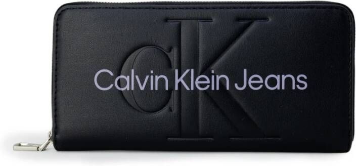 Calvin Klein Jeans Damesportemonnee met rits zwart print Black Dames