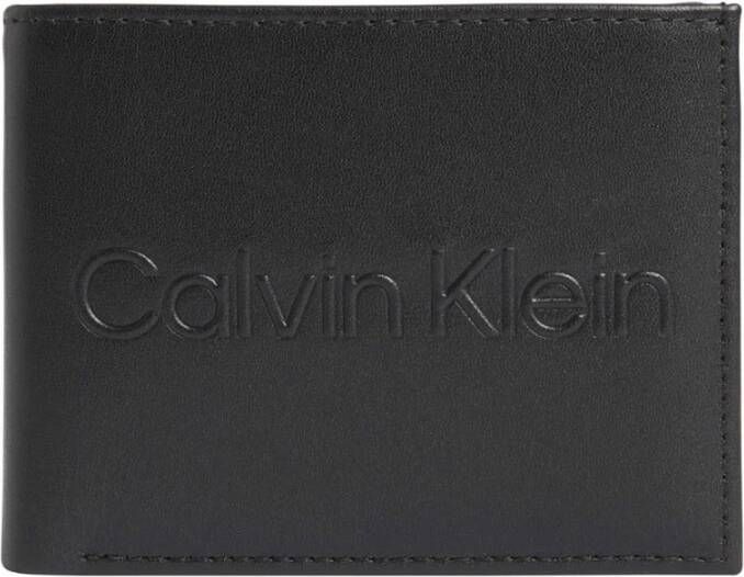 Calvin Klein Leren Kaarthouder Portemonnee Modern Compact Ontwerp Black Heren