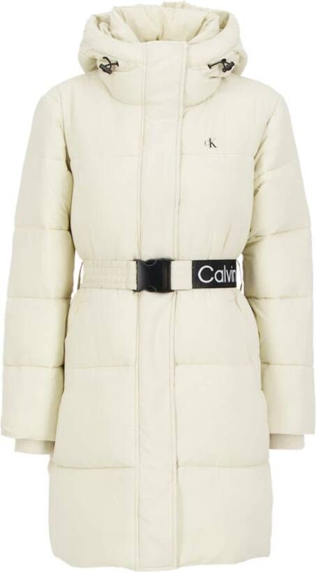 Calvin Klein Jeans Gewatteerde lange jas met labelprint model 'WAISTED'