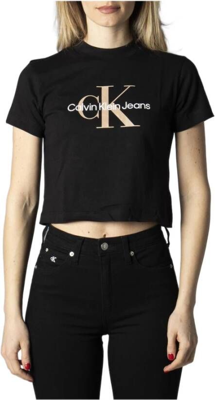 Calvin Klein Shirt met ronde hals SEASONAL MONOGRAM BABY TEE met jeans logo opschrift