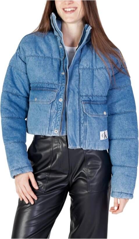 Calvin Klein Jeans Kort gewatteerd jack met labeldetail model 'LIGHT DENIM