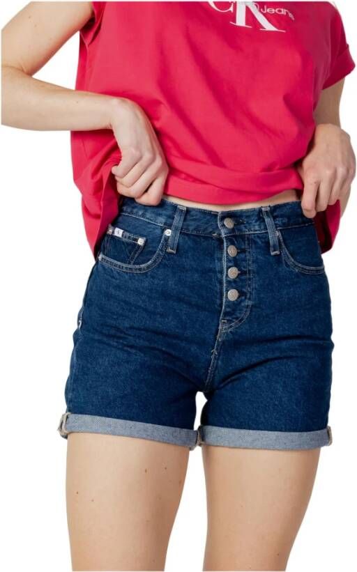 Calvin Klein Jeans Korte mom fit jeans van puur katoen met labeldetail