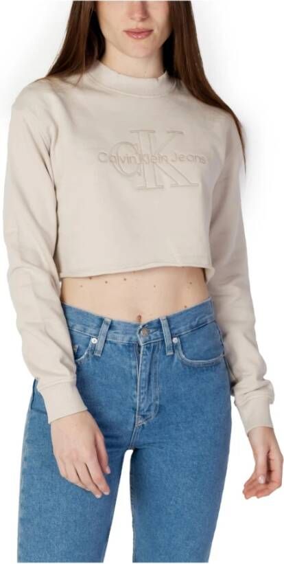 Calvin Klein Jeans Beige Sweatshirt met Turtleneck voor Dames Beige Dames