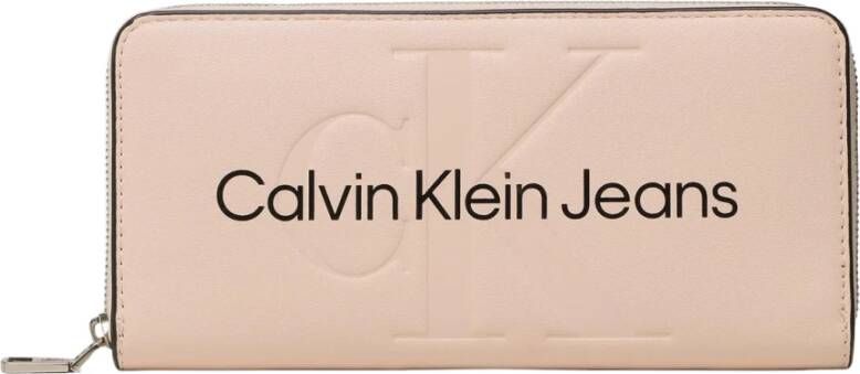 Calvin Klein Jeans Roze Bedrukte Portemonnee met Ritssluiting Pink Dames