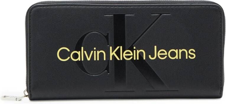 Calvin Klein Jeans Dames Gele Print Portemonnee met Rits Yellow Dames